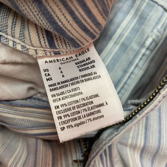 American Eagle Womens Jeans Size 6 28x27 Mom Jeans Stripe Blue White - Picture 9 of 13